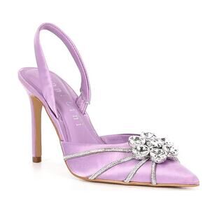 Gianni Bini Maggs Satin Jewel Slingback Heels Size 6 Lilac Purple Glam Gem NWT